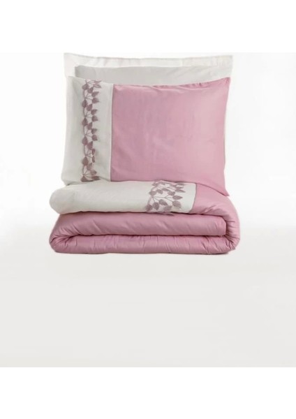 Cotton Box Brode Nakışlı Çift Kişilik Saten Nevresim Takımı Niobe Pembe