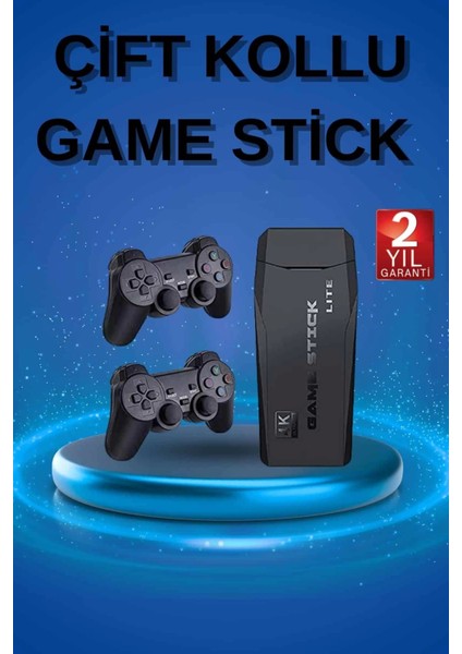 Retro Oyunlar 4K Game Stick 2.4g Kablosuz Çift Kol 3500 Oyun Atari