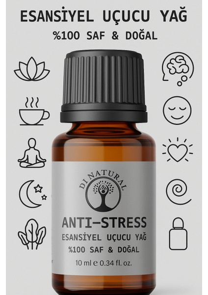 Anti- Stress Uçucu Yağ Saf Doğal Esans Buhurdanlık Difüzör Oda Esansı 10 ml