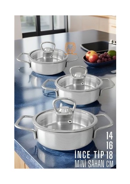 Turk Sahan Tencere Mini Midi Maxi 3 Lü Set - ISL4120-3256