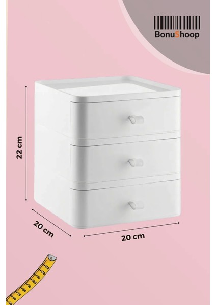 Çekmeceli Organizer 3 Katlı Çok Amaçlı Makyaj Organizeri Masaüstü Düzenleyici Çekmece Beyaz modelleri