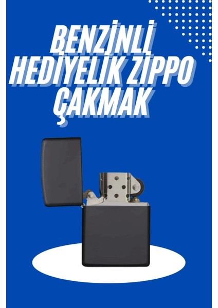 Doldurulabilir Siyah Benzinli Çakmak Metalik