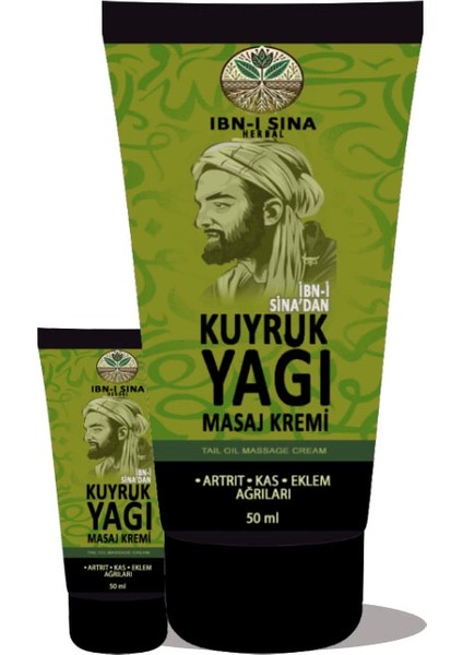 Ibn-I Sina 2 Adet Kuyruk Yağı Kremi Sırt Bel Kas Diz Kol Bacaklar Iskelet Uygulama Ağrıkremi 50ML