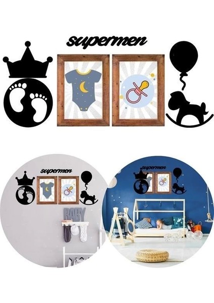 DECO103 Supermen Dekoratif Duvar Süsü Tablo Aksesuar Ahşap Tasarım Hediye Pano Sticker Seti modelleri