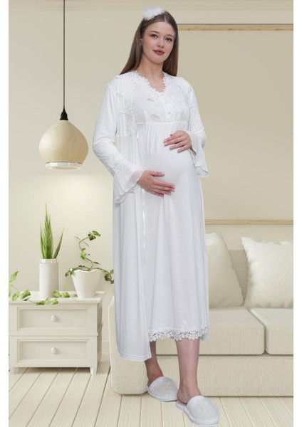 Mecit 1518 Ekru Sabahlıklı Lohusa Gecelik Takım fiyatları