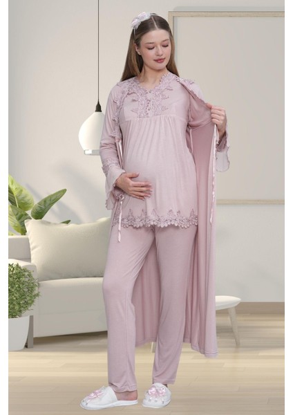 Mecit 1519 Gül Kurusu Lohusa Sabahlık Gecelik Pijama Set fiyatları