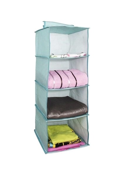Dolap Içi Düzenleyici Katlanabilir Çok Amaçlı 4 Bölmeli Çizgili Bez Organizer (Pembe) modelleri