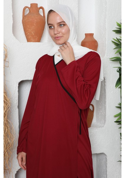 Yandan Bağlamalı Pratik Kadın Namaz Elbisesi Düz Renk