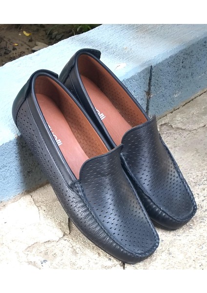 Bagsshoes 15006 Bravelli Erkek Hakiki Deri Lazerli Loafer Günlük Ayakkabı