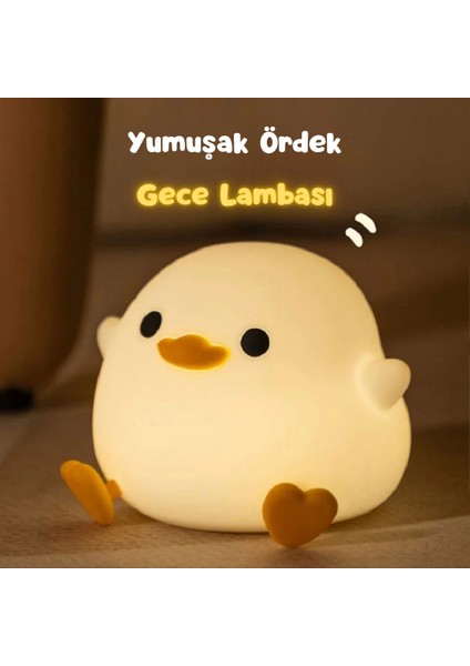 Yumuşak Sıkılabilir Pofuduk Çok Renkli Ördek Gece Lambası Dekoratif Masa Lambası