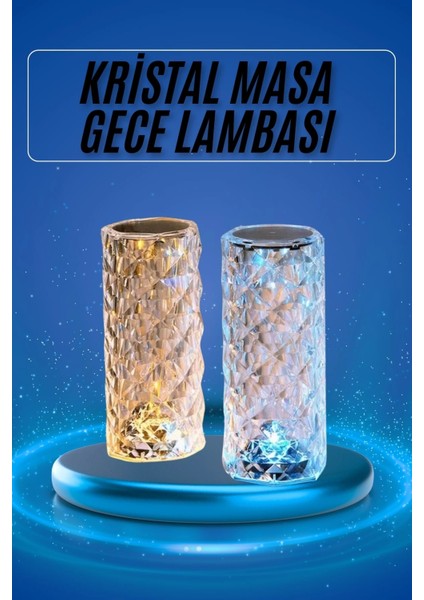 Yeni Nesil Modern Kristal Masa ve Gece Lambası Dokunmatik Renk Değiştirebilen