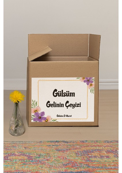 Mor ve Pembe Çiçek Desenli Çeyiz Etiketi - 20 Adet fiyatları