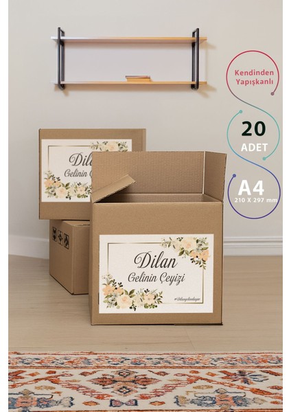 Çeyiz Kutusu İçin 20'li Şık Renkli Çiçekli Etiket Seti Eğlenceli Parti Malzemeleri fiyatları