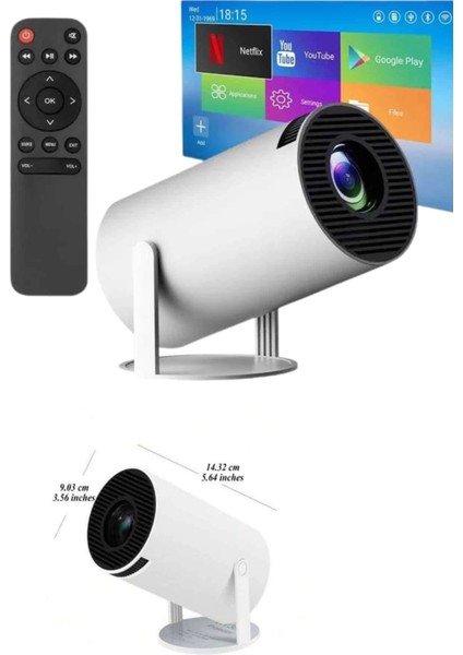 Sinema Projektörü Android HDMI USB Wifi Ses Çıkışlı Ayaklı Projeksiyon Taşınabilir