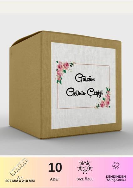 Çeyiz Etiketi Özelleştirilebilir Isme Özel - 10 Adet Gül Aranje fiyatları