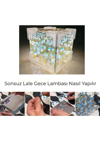Tatlı Sonsuz Lale Küp Gece Lambası Laleli Masa Lambası Kendin Yap Dıy modelleri