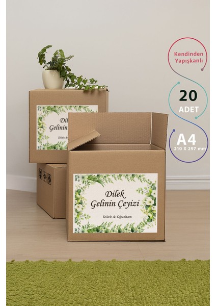 Çeyiz Etiketi 20'li Yeşil Çiçek Desenli Etiket fiyatları