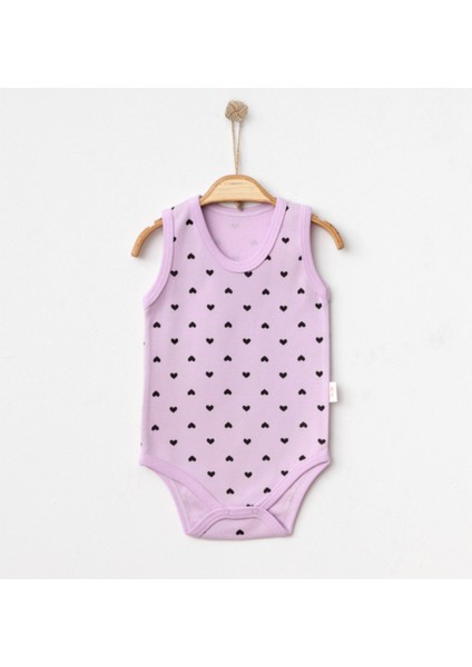 Kalp Baskılı %100 Pamuk Kolsuz Bady Zıbın