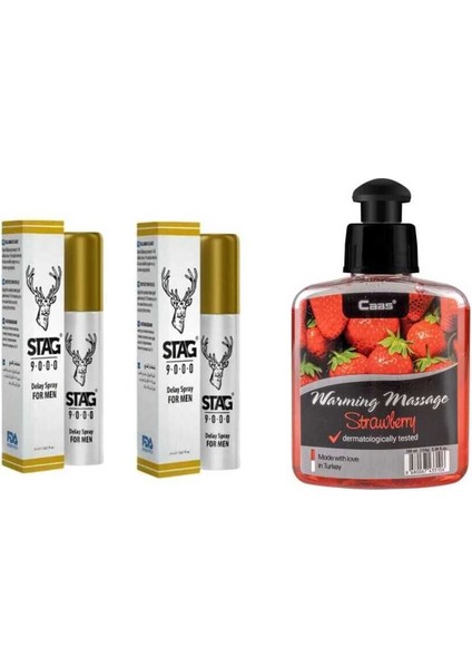 Erkeklere Özgü Dikleştirici Sprey 2 Adet + Çilekli Masaj Jeli 100 ml & Sürpriz Hediye