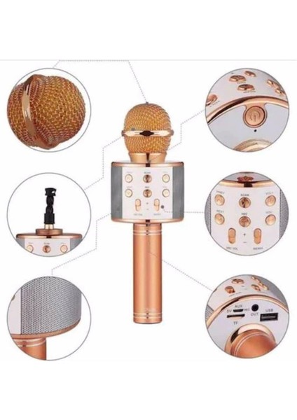 Karaoke Mikrofon Dahili Hoparlörlü Sd-Usb-Aux Girişli Bluetooth Hoparlör