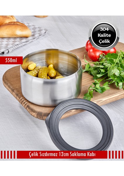 Çelik Sızdırmaz Kapaklı 12cm Saklama Kabı