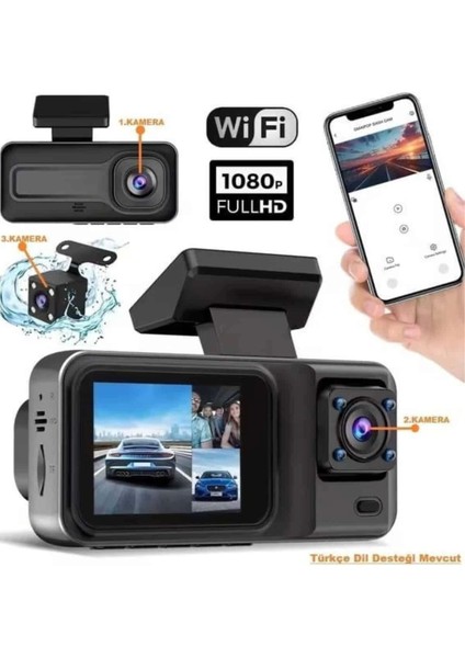2 Inç Araç Içi Kameralı Ekran 1080P Full Hd Kaliteli Hafıza Kart Destekli fiyatları