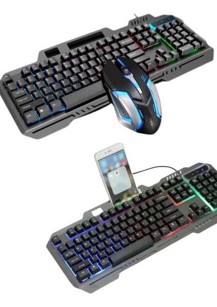 Rgb Işıklı Gaming Oyuncu Klavye Q Klavye Mouse Hediyeli