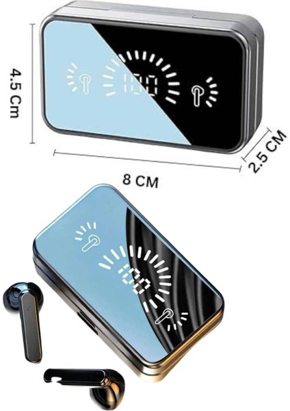 Yeni Nesil Kablosuz Kulaklık Aynalı Powerbank Özellikli Bluetooth Bağlantılı Dijital Göstergeli modelleri