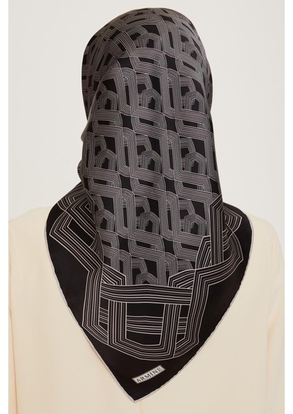 Armine Ipek Eşarp 2025 Kış - 9213-03 Siyah Gri Twill fiyatları