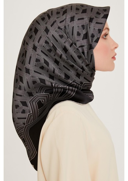 Armine Ipek Eşarp 2025 Kış - 9213-03 Siyah Gri Twill modelleri