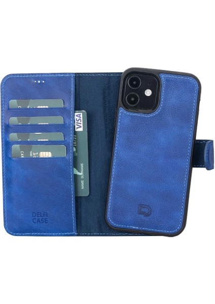 Apple iPhone 12 Pro Uyumlu Deri Cüzdanlı Kılıf Okyanus Mavi modelleri