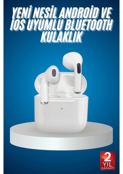 Bluetooth Kulaklık Beyaz Çağrı Cevaplama Dokunmatik Kontrol Kablosuz