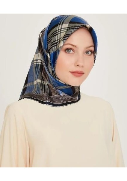 Armine Ipek Eşarp 2025 Kış - 9223-33 Lacivert Krem Twill