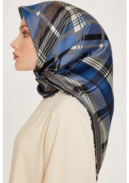 Armine Ipek Eşarp 2025 Kış - 9223-33 Lacivert Krem Twill modelleri
