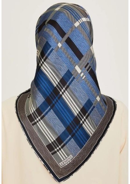 Armine Ipek Eşarp 2025 Kış - 9223-33 Lacivert Krem Twill fırsatları