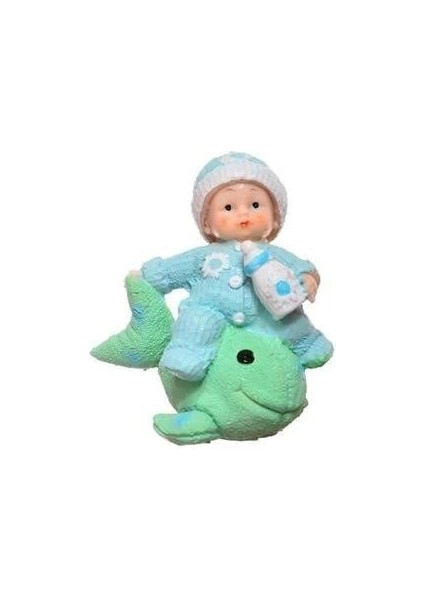 Decotown Hediyelik Sevimli Mavi Bebek Biblo Polyester Süs Eşyası