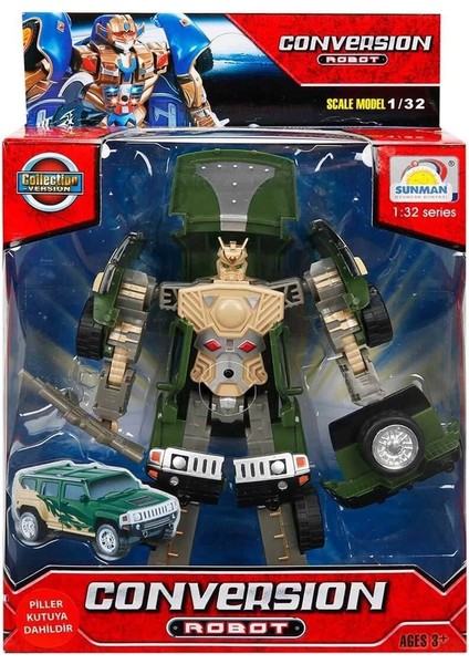 81234 Sunman, 1:32 Sesli ve Işıklı Dönüşebilen Robot