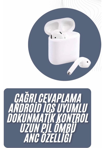 2025 Model Çağrı Cevaplayabilen Bluetooth Kulaklık Beyaz Dokunmatik Kontrol