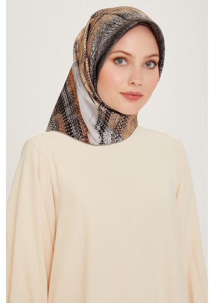 Armine Ipek Eşarp 2025 Kış - 9236-32 Gri Bej Twill