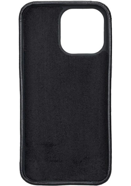 Apple iPhone 13 Pro Uyumlu Deri Arka Kapak Rock Rst1 Siyah