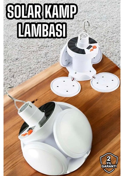 Kamp Lambası Işıldak Beyaz Işık Güneş Enerjili Solar Aydınlatma 5 Kanatlı Katlanabilir