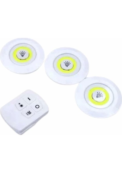 Dolap Işığı Mutfak Rafı Işığı Uzaktan Kumandalı 3 Lü Spot LED Lamba