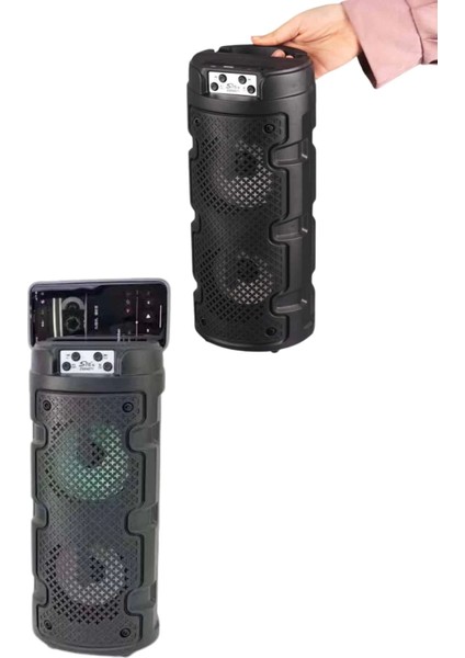 Bluetooth Hoparlör Rgb LED Işıklı Büyük Boy Yüksek Bass Çift Loblu