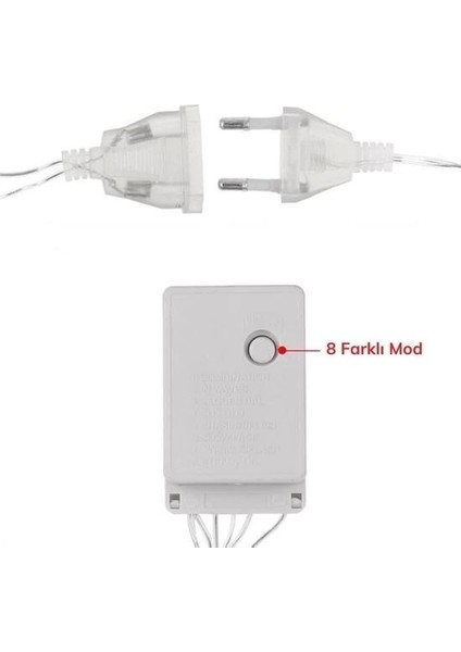8 Fonksiyonlu 16 Saçaklı Perde LED 3 x 1 (Günışığı)