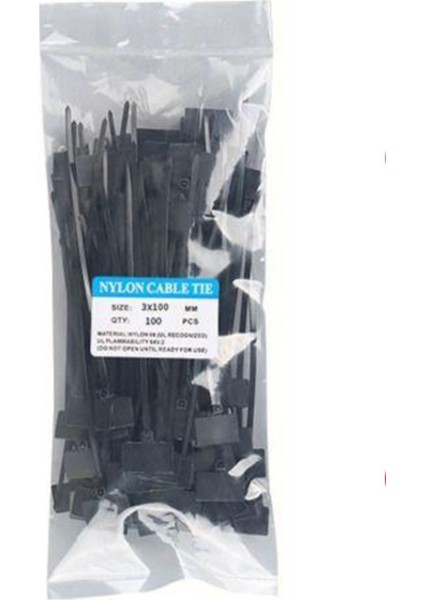 100 Adet Siyah Etiketli Elektrik Kablosu Kablo Bağı Klips Plastik Kelepçe Cırt Cırt Kelepçe 100X3MM fiyatları