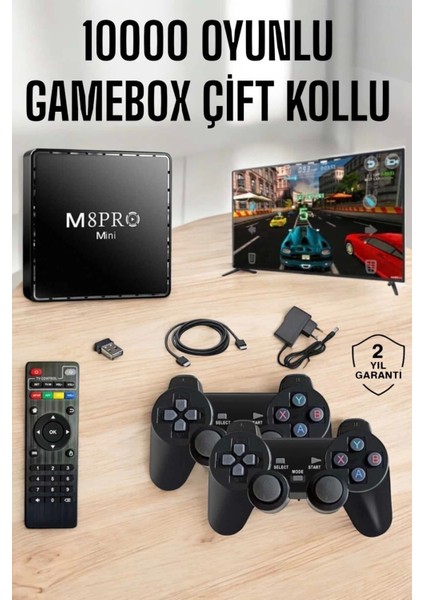 Tv Box Çift Oyun Kollu 10000 Oyunlu Atari