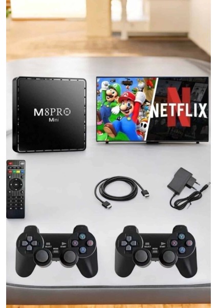 Tv Box Çift Oyun Kollu 10000 Oyunlu Atari