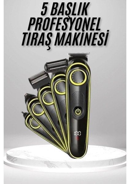 Saç Sakal Vücut Tıraş Makinesi 5in1 Kablosuz Burun Kulak Tıraş Makinesi