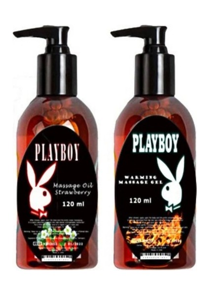 2 Adet Playboy Çilek Aromalı Kokulu ve Isıtıcılı Vücut Masaj Yağı 120 ml