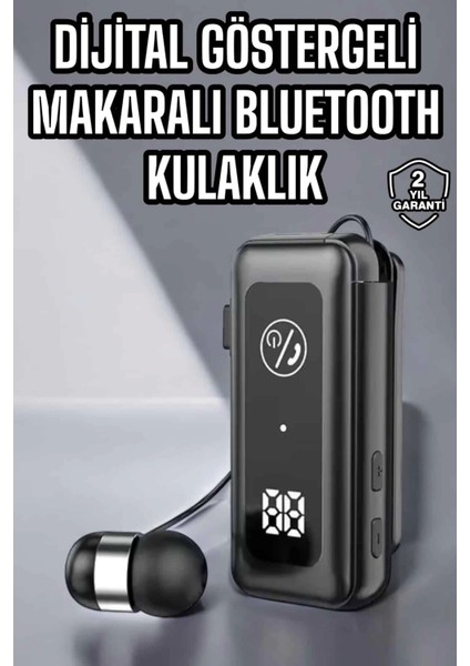 Kablolu Makaralı Bluetooth Kulaklık Uzun Pil Ömrü Dijital Göstergeli